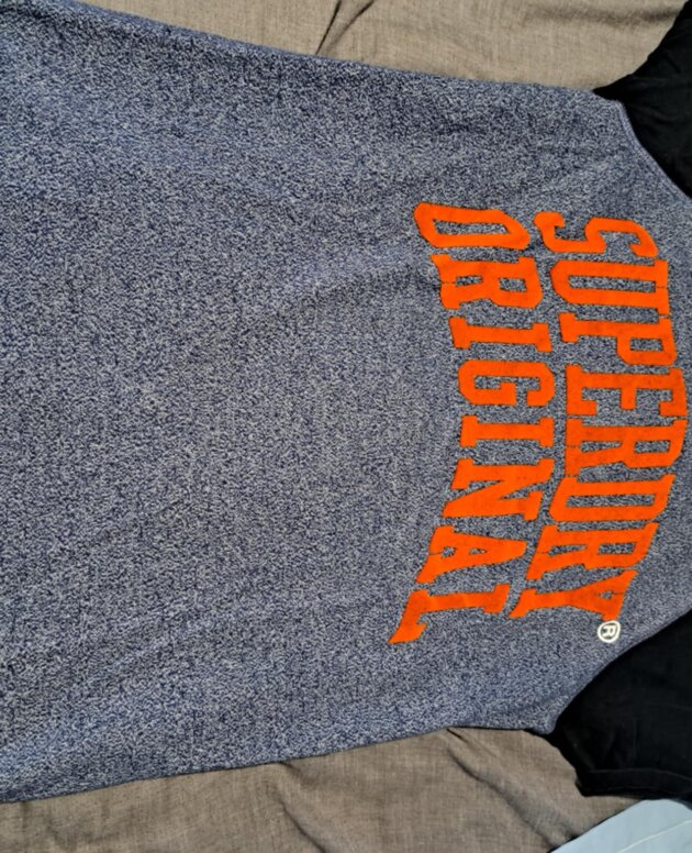 T'Shirt Superdry bleu chiné orange