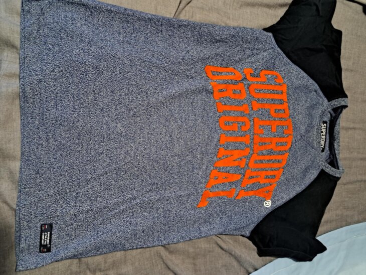 T'Shirt Superdry bleu chiné orange
