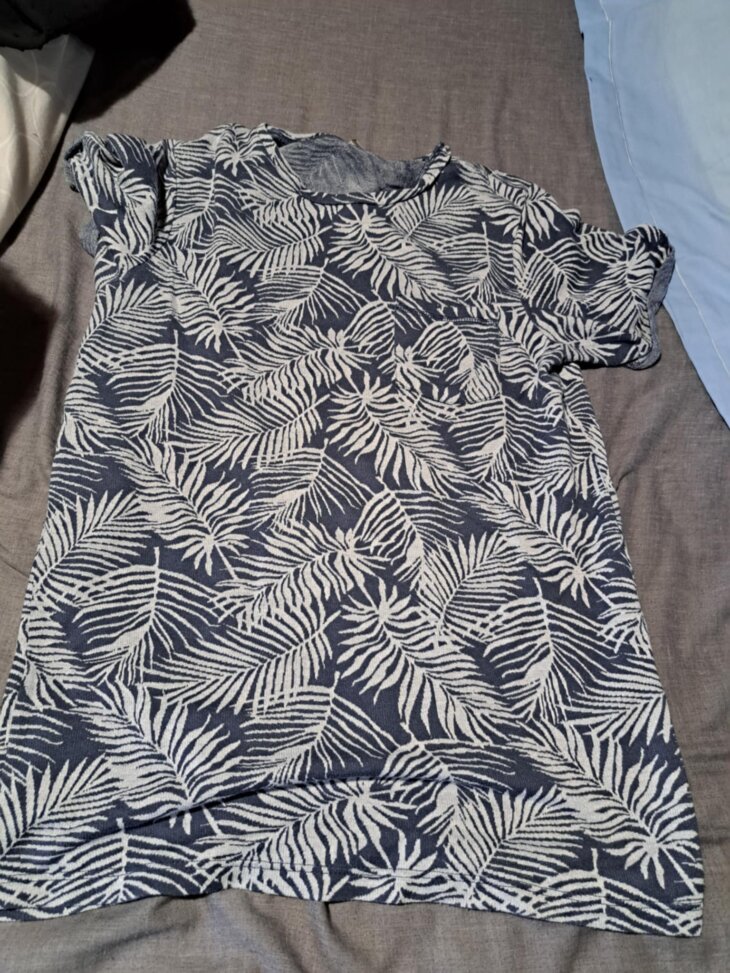 T'Shirt Jack & Jones bleu gris feuillage