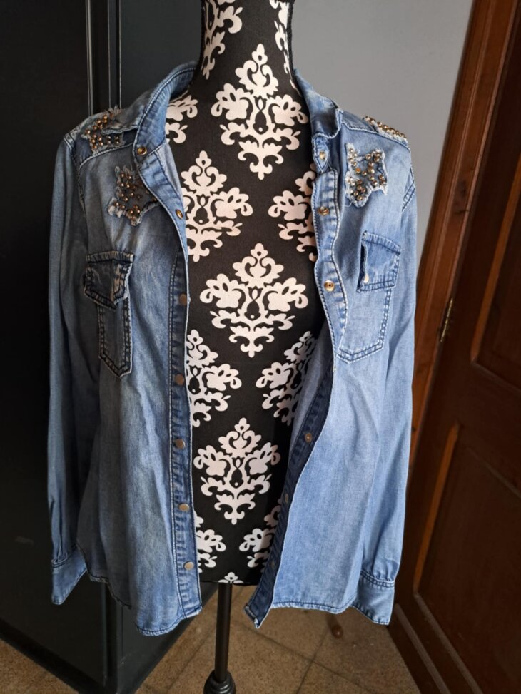Chemise jeans sequins femme