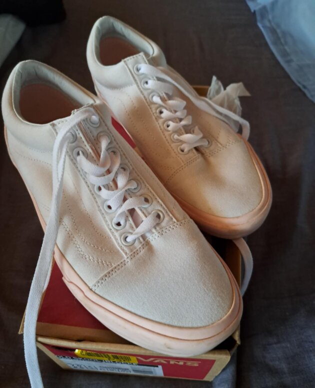 Vans old skool femme blanche et rose 39