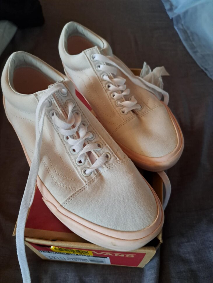 Vans old skool femme blanche et rose 39