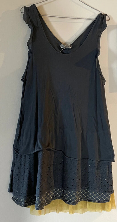 robe et jupon bleu moutarde