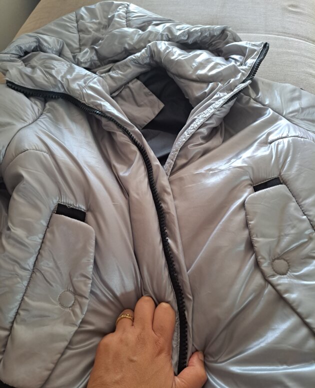 Long manteau gris perle taille M