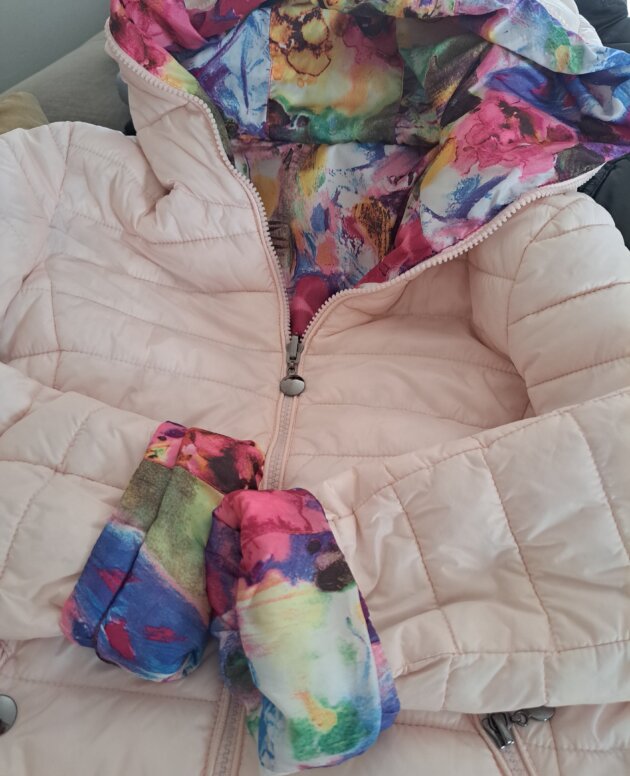 Manteau mi saison réversible rose pâle/coloré