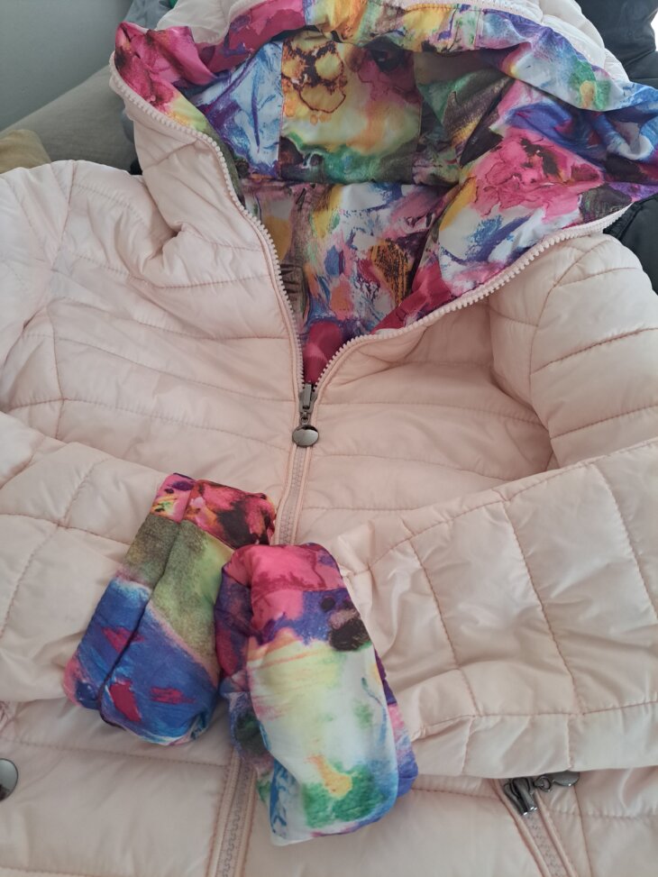 Manteau mi saison réversible rose pâle/coloré