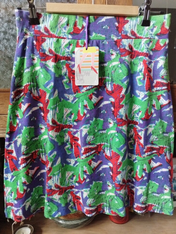 Jupe courte verte imprimée poissons Who's that Girls, taille elastiquée, T. XS
