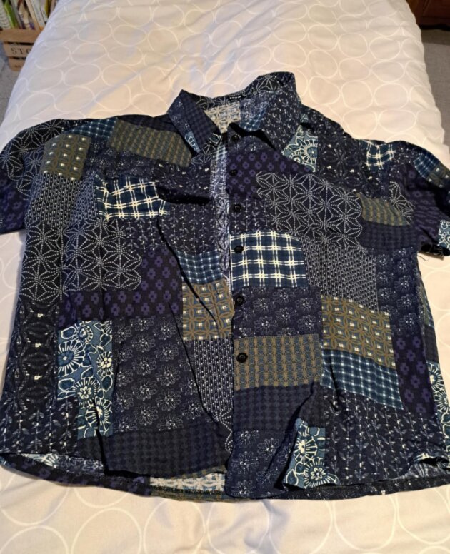 Chemisier cm, patchwork bleu, 44