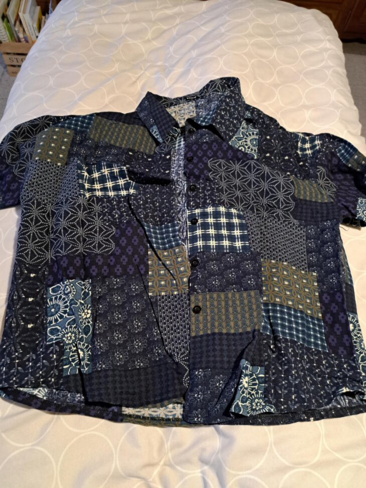 Chemisier cm, patchwork bleu, 44