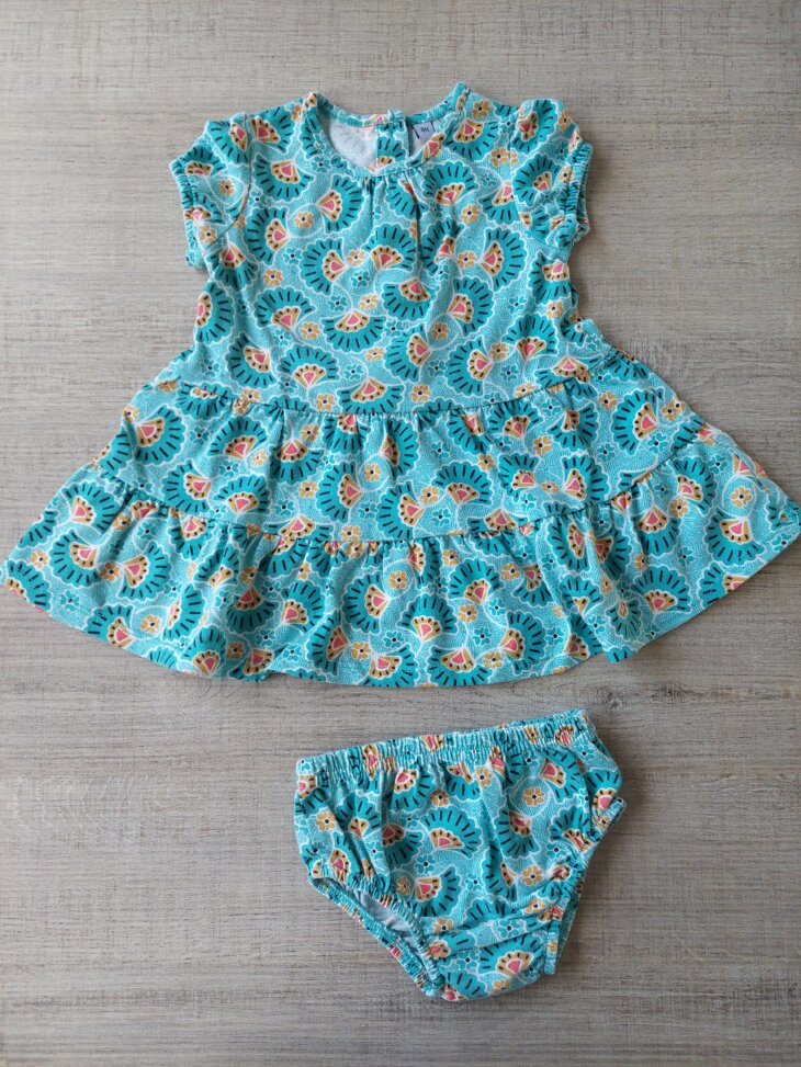 Ensemble robe + culotte bleue 6 mois