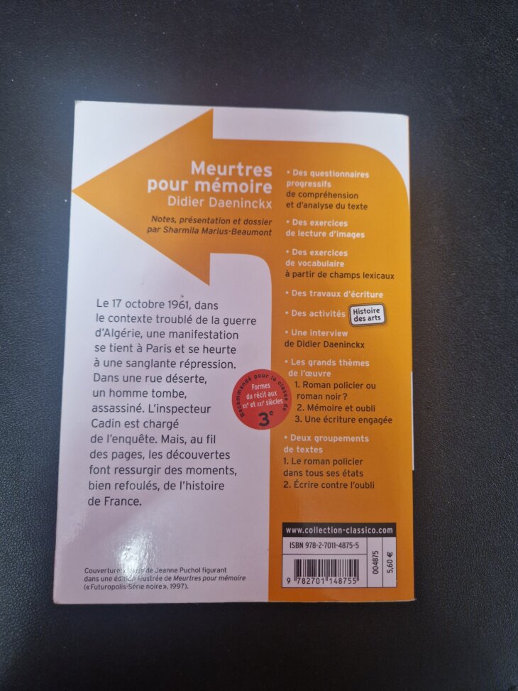 Livre "Meurtres pour mémoire" - Didier Daeninckx - Image 2