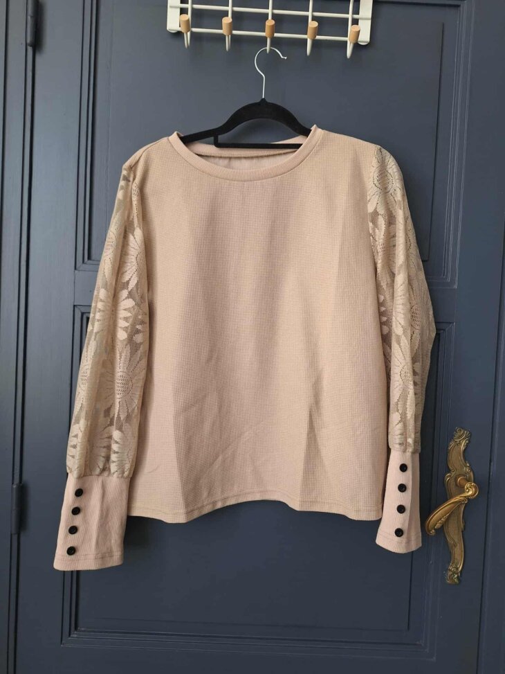 Pull beige manches dentelles - Taille XL - Marque SHEIN