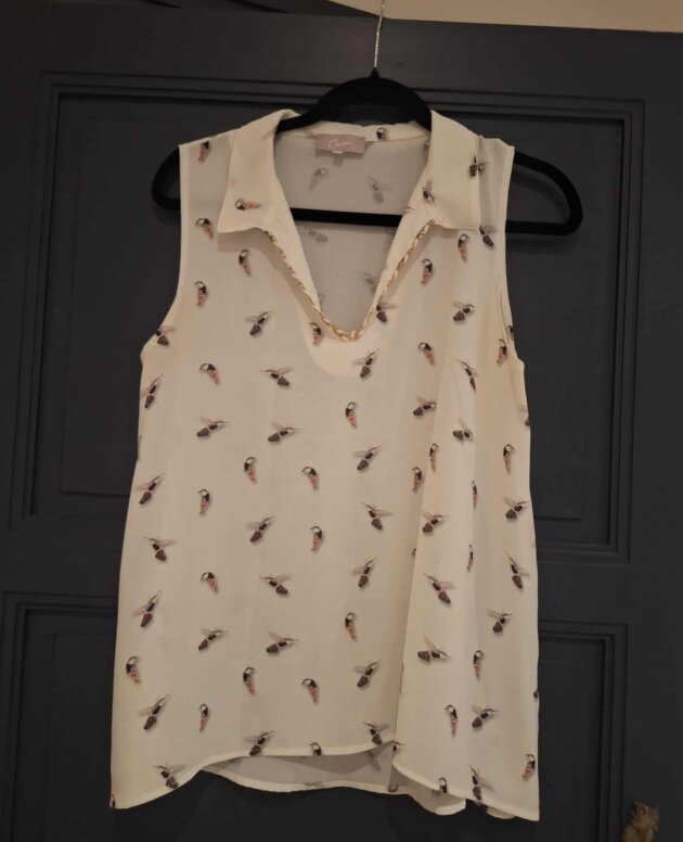 Blouse sans manches blanche avec oiseaux - Taille M - Marque CASSIS