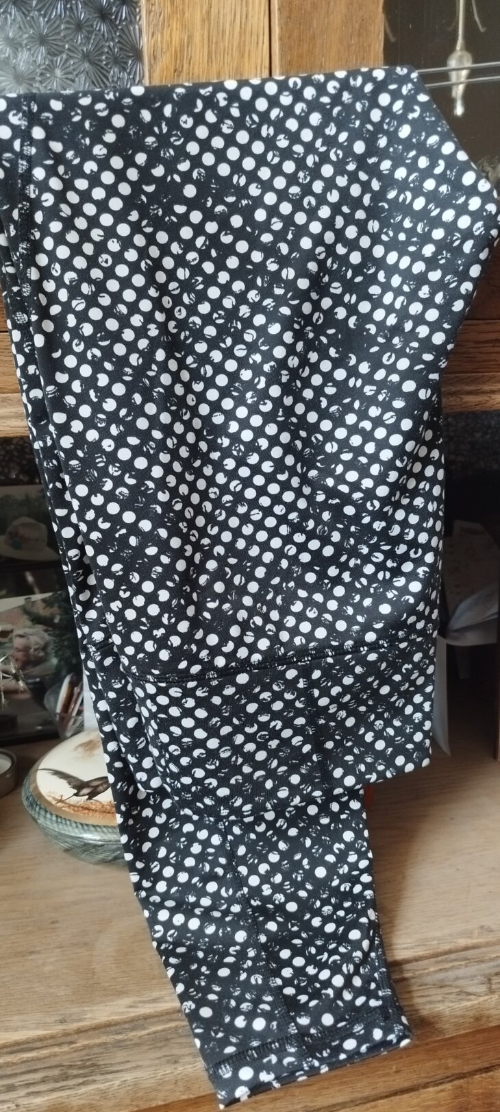 Legging sport H&M, T.M, noir pois blanc long