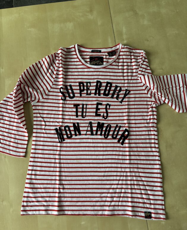 T-shirt manches 3/4 rayé Superdry taille 40