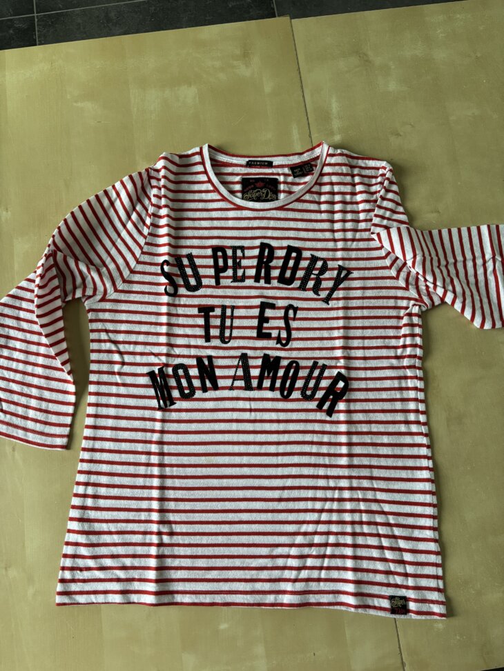 T-shirt manches 3/4 rayé Superdry taille 40