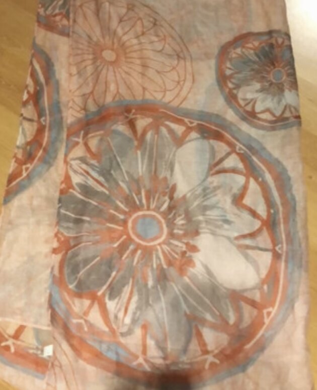 Foulard tons orange et bleu