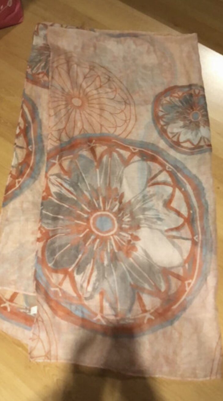 Foulard tons orange et bleu