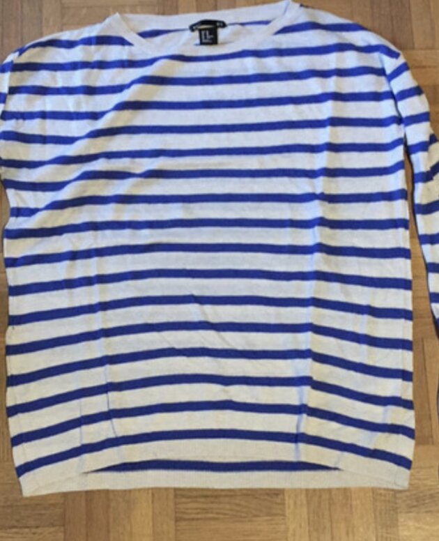 sweat H&M Basic bleu/ blanc Taille XS