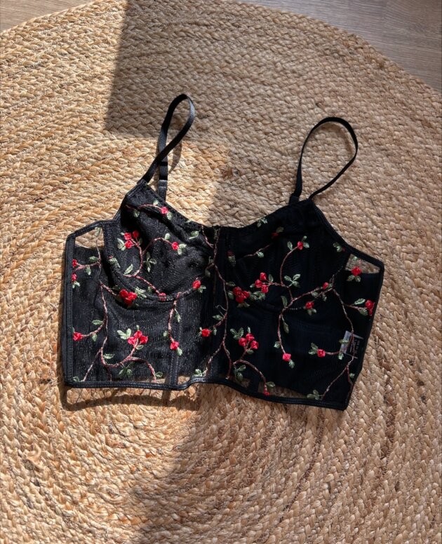 Corset fleur noir Taille L