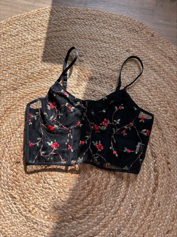 Corset fleur noir Taille L